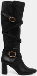 Kurt Geiger London bőr csizma Mayfair Strappy Knee Boot fekete, női, magassarkú, 3483800109 - fekete Női 39