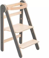 BabyJem Turn de invatare pliabil mamatoyz learning tower din lemn, gri