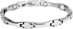 BeSpecial Bratara inox argintie cu zirconii, magneti, turmalina, germaniu si anioni (BLA024)
