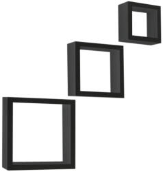 Mobikon Set 3 etajere mdf negru Kvadro 25.4x8.7x25.4 cm (0000203553) Raft