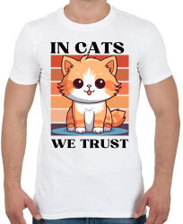 printfashion In Cats We Trust - Férfi póló - Fehér (16786901)