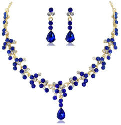 gomadina Select Set bijuterii pentru femei, GMO, Wedding Safir Cristal, colier si cercei, forma muguri (C111926)