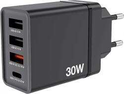 Verbatim CHR-30EU1 hálózati töltő, max 30W, 1xUSB-C QC, 1xUSB-A 2xUSB-A, fekete (49700) (49700)