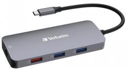 Verbatim CMH-09 USB Type-C 3.2 Gen2 multiport adapter, HDMI, RJ-45, 3x USB-A, 2x USB-C (32152) (32152)