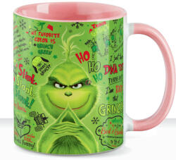 Deconline Crafts Grincses karácsonyi bögre "Green Grinch" pufi hatású rózsaszín bögre (DO129208-PINK-MUG)