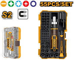 INGCO Racsnis és precíziós csavarhúzó készlet 55 részes (HKSDB0558) - vasasszerszam