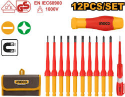INGCO Csavarhúzó készlet 12 részes 1000 V-ig szigetelt (HKISD1201)