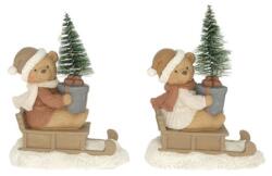  Dekoráció maci fenyővel, szánkón ülő, LED-es poly 11, 5x6, 5x14 cm barna, krém 2 féle 1db, figura nem választható (BV173170-1-Z1037/BV173170-2-Z1037)