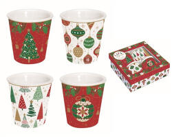 Easy Life Nuova R2S Porcelán eszpresszópohár 100ml, 4 személyes, dobozban, Jingle Bells