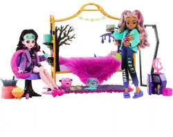 Mattel Monster High Clawdeen Wolf és Draculaura rémesen menő hálószobája babákkal (HPW80) - jatekbirodalom