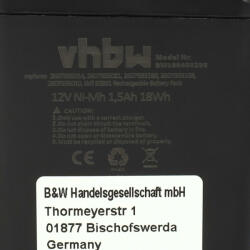 VHBW Elektromos kéziszerszámgép akkumulátor Bosch GBM 12VE, ORGAPACK OR-T50, Signode BHC2300 eszközökhöz - 12V, Ni-MH, 1500mAh (888400296)