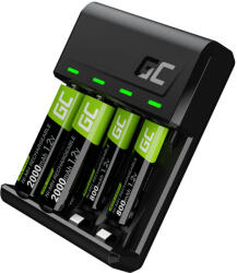 Green Cell GC VitalCharger töltő és 2xAA 2000mAh, 2xAAA 800mAh akkumulátor GRSETGC03 (GRSETGC03)