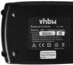 VHBW Elektromos kéziszerszámgép akkumulátor Metabo 6.25455, 6.25346. 00, 6.25454, 6.2410 - 2000 mAh, 18 V, Li-Ion (888200737)