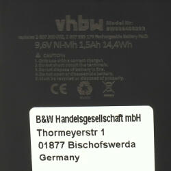 VHBW Akkumulátor Bosch 2607300002 / GSR 9.6VET / PSR 9.6V fúróhoz és csavarhúzóhoz - 9.6V, NiMH, 1500mAh (888400293)