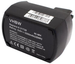 VHBW Elektromos kéziszerszámgép akkumulátor Metabo 6.25471. 00, 6.2547, 6.25471, 6.25470. 00 - 3300 mAh, 9.6 V, NiMH (800110149)