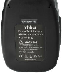 VHBW Elektromos kéziszerszámgép akkumulátor Worx WA3127 - 2500 mAh, 18 V, NiMH (888401720)
