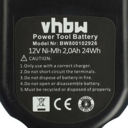 VHBW Akkumulátor Black & Decker PS130 készülékhez és más modellekhez, 12V, Ni-MH, 2000mAh (800109145)