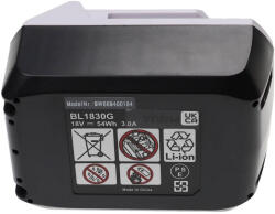 VHBW Elektromos kéziszerszámgép akkumulátor Makita 195608-4, 198186-3, 196367-3, BL1813G - 3000 mAh, 18 V, Li-Ion (888400184)