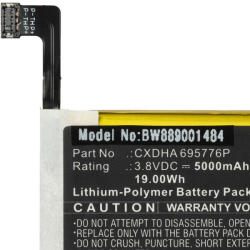 VHBW GPS elem Skygolf CXDHA 695776P-hez - 5000 mAh, 3, 8 V (889001484)