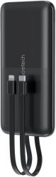 Choetech B654 10000mAh 22.5W USB-A / USB-C / micro USB powerbank beépített USB-C / Lightning kábellel - fekete