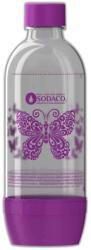 SodaCO2 szénsavasító flakon otthoni SodaCo Basic és Royal szódagéphez, 1 liter, rózsaszín, pillangó minta (500410)
