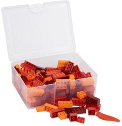 Q-BRICKS | 300 db-os vegyes, 100% kompatibilis építőkocka készlet különböző piros és narancs színekben