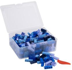 Q-BRICKS | 300 db-os vegyes, 100% kompatibilis építőkocka készlet különböző kék színekben
