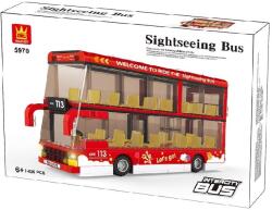 WANGE 5970 - Városnéző kétszintes busz építőjáték - 100% kompatibilis minden más kedvelt márkával