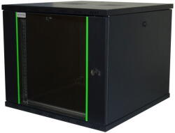 Deckro Rack 19'' 12U 600x450, de perete, usa din sticla, panouri detasabile si securizate, dezasamblat, capacitate 100kg, negru RAL9005, D-META-2, DECKRO (DM2604512UBB01FP)