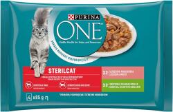 PURINA ONE STERILCAT pulykával és zöldbabbal szószban, lazaccal és sárgarépával szószban, 12 x 85 g