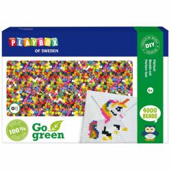 Playbox PlayBox: Go Green 5mm-es MIDI vasalható gyöngy szett négyzet alakú alaplappal 4000db-os csomag (2456415) - innotechshop