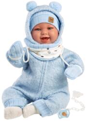 Llorens Llorens: Talo Sonrisas 44cm-es újszülött baba hanggal kék kapucnis ruhában (84479) - innotechshop