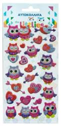 Luna The Littlies: Csillogó baglyos 3D pufi matrica szett 10x22cm-es íven (000646990) - innotechshop