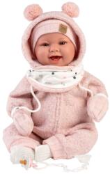 Llorens Llorens: Tala Sonrisas 44cm-es újszülött baba hanggal rózsaszín kezeslábasban (84480) - innotechshop