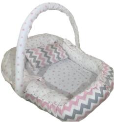 Baby baba Cuib pentru copii Baby baba -Zig-zag, cu accesorii, roz (8080BA-PZ)