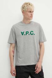 APC A. P. C. pamut póló T-Shirt River szürke, férfi, nyomott mintás, COFDW. H26324. PLB - szürke XL