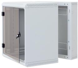 TRITON Rack de perete Triton sectiune simpla 9U 600mm adancime usa sticla panouri laterale fixe sectiuni ventilatie activa, sectiuni ac (RBA-09-AS6-CAX-A6)