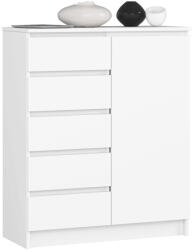 AKORD CLP K80 Fehér Matt Komód 5 Fiókkal (AKO-OP0LK-K801D5SZBIA)