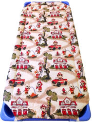 Töltött gumifüles lepedő óvodai fektetőre - Cuki Tűzoltó állatok mintával - 55x130 cm