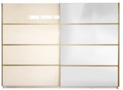 Spectral Mobila Gold Dulap 2800 Crem cu usi MDF Lucios si Oglinda Garderoba