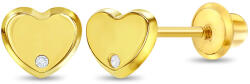Bebe Gold Cercei din Aur 14K pentru Copii si Bebelusi, model Inima cu Diamant, inchidere cu Filet si Protectie