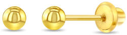 Bebe Gold Cercei din Aur 14K pentru Bebelusi, model Clasic Biluta 3mm, inchidere cu Filet si Protectie