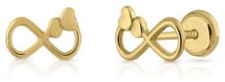 Bebe Gold Cercei din Aur 14K pentru Copii, model Infinit cu Inimi - Inchidere cu Filet si Protectie