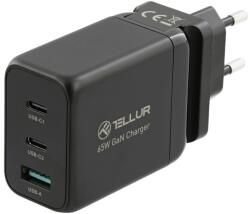 Tellur Incarcator priza Tellur, GaN 65W, 2xUSB-C + USB-A, EU, UK, US, negru