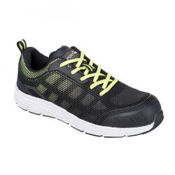 Portwest FT15 Steelite Tove Trainer munkavédelmi cipő fekete/zöld színben S1P (FT15BGN37)