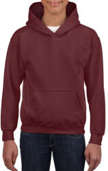 Gildan GIB18500 kevertszálú kapucnis gyerek pulóver - maroon szín (giB18500ma-xs)