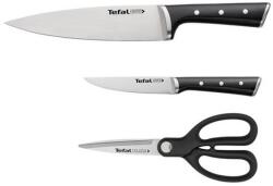 Tefal K232S355 Ice force 2 db kés, 1 db konyhai olló rozsdamentes acél Inox-Fekete kés készlet (3 db) (K232S355)