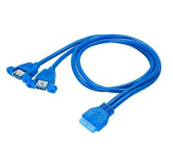 Akyga AK-CA-62 USB kábel USB 3.2 Gen 1 (3.1 Gen 1) 65 M USB 3.0 19-pin 2 x USB 3.0 Kék (AK-CA-62)