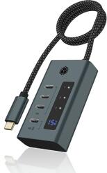 RaidSonic ICY BOX IB-HUB1454-C31 USB 3.2 Gen 1 (3.1 Gen 1) Type-C 10000 Mbit/s Kék, Szürke (IB-HUB1454-C31)