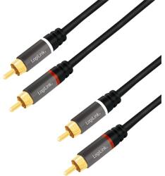 LogiLink CA1204 2 M 2 x RCA Fekete audio kábel (CA1204)